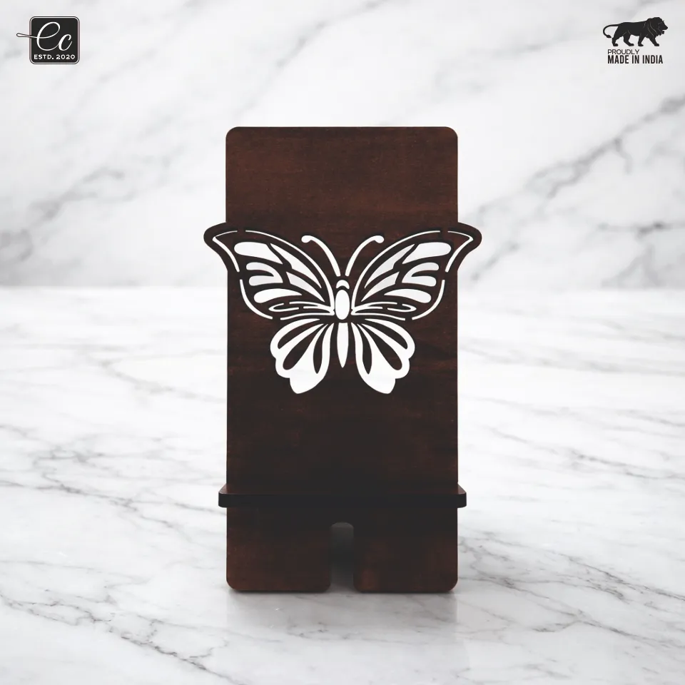 Premium MDF Wooden Mobile Stand with Butterfly Design